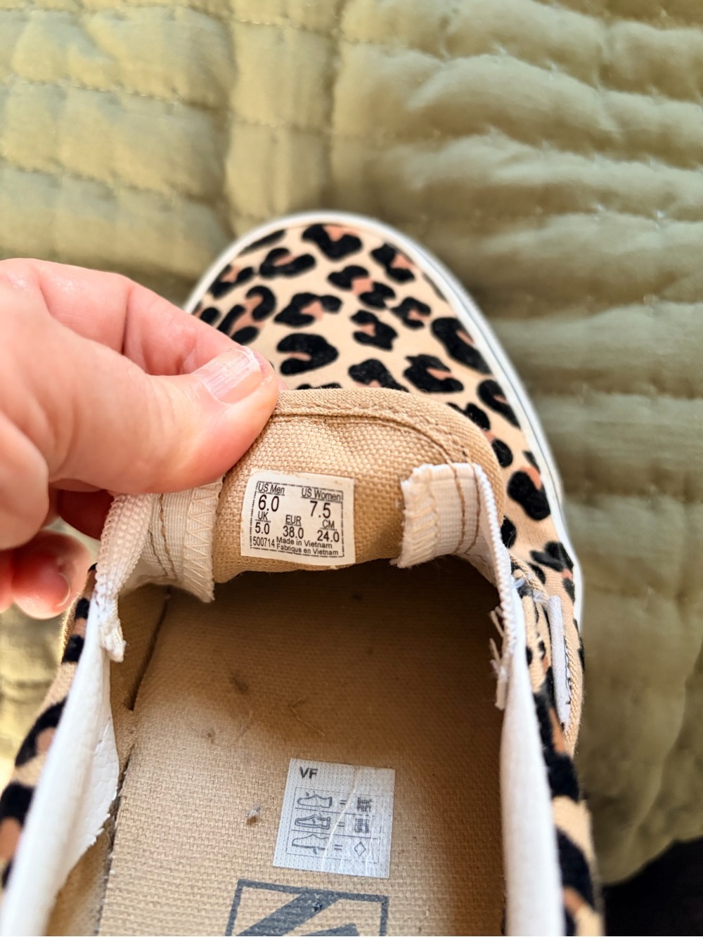 Vans Classic Slip-On Leopard Print Sneakers - Tan/Black - Picture 4 of 4